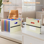 ThinkTex Accordion File Organizer, 12 - Pocket Expanding File Folders Upright & Open Top,for Paper Receipts, Bills&Taxes Organizer, Letter/A4 Size for School, Office, Home with tab- Beige Color