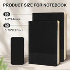 TSFPapier Lined Journal Notebook for Work College Ruled Note Book 5.79"x8.27" A5 PU Leather Daily Journaling 216 Pages for Women Men Writing Home School Supplies Business (Black)