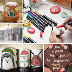 Overseas Silver Paint Pens Paint Markers - Permanent Acrylic Markers 12 Pack, Water-Based, Quick Dry, Waterproof Marker Pen for Rock, Wood, Plastic, Metal, Canvas, Glass, Mugs. Medium Tip