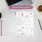 Merely Home | Meeting Notebook for Work | 8.25" x 11.75" | Project Planner | Simple Design | Multiple Layouts | Office and Business Planner (Evergreen, Meeting Planner - Portrait)