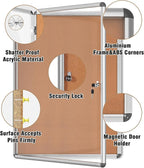 Mifuro 38"x28" Enclosed Bulletin Board, Lockable Weather-Resistant Aluminum Cork Noticeboard for School & Office, Silver Frame w/Cork