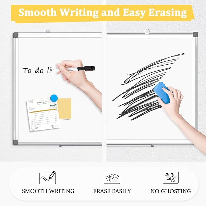 AMUSIGHT 3 Pack Double-Sided Magnetic Whiteboard, 36" x 24" Dry Erase Board, Aluminum Frame White Board for Wall, Hanging Mounting White Board Dry Erase Marker Board for Office, School, Home