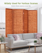 JOSTYLE 6ft Folding Privacy Screens 4-Panel Freestanding Room Dividers