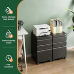 Letaya 3 Drawer Mobile File Cabinet with Lock,Under Desk Metal Filing Cabinets for Home Office Organizer Letters/Legal/A4((Fully Assembled-Black)