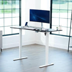 VIVO Electric 63 x 32 in Standing Desk, Memory Height Adjustment, 1B Series, Holds 220 lbs, Black Carbon Fiber Top White Frame, DESK-KIT-1W1R