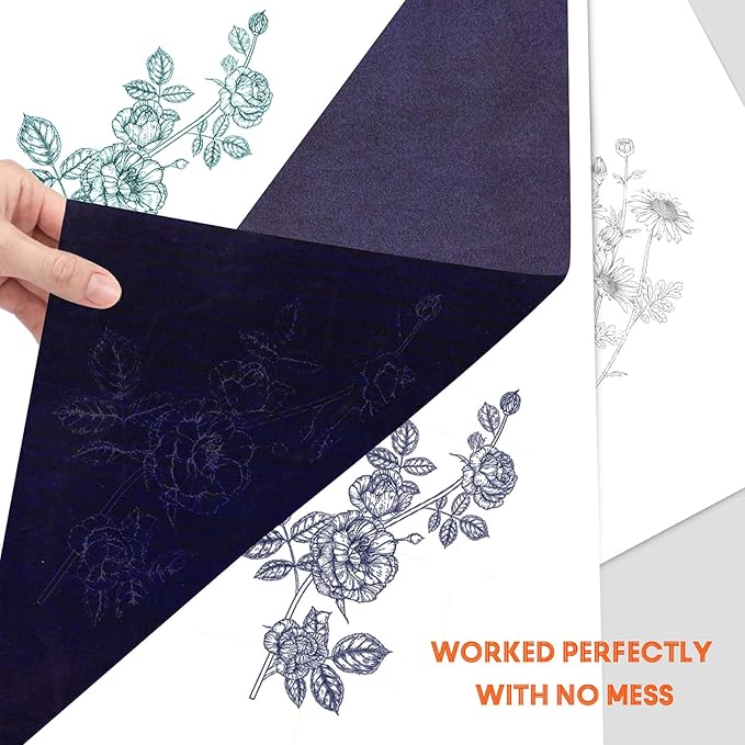 Blue Carbon Paper for Tracing Graphite Transfer-Paper - PSLER 30 Pcs Graphite Paper for Tracing Drawing Patterns on Wood Projects Canvas Fabric Artist Lettering Sketch Drawing A4 Size 8.5 X 11 Inch
