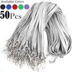 Name Tags Gray Lanyards/Badge Holder Pairs Woven Round Lanyard & Horizontal Sealable Waterproof Clear Plastic ID Card Lanyards with id Holder Name Badges (Gray, 50 Pack)