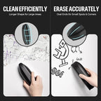 loukin Replaceable Dry Erase Eraser, Double-Sided Whiteboard Eraser with Magnetic Holder, Precision-Point Glass Board Wiper for Classroom, Home and Office (Whiteboard Cleaner Included), Black