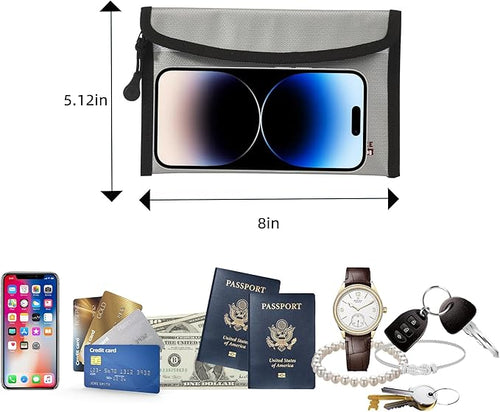 2 Pack Small Fireproof Bag (5 x 8 inches), Non-itchy Fireproof Wallet Bag for Valuables, Jewelry, Cash, Passport, Invoice, Currency & Keys