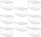 Vtopmart 8 Pack Clear Stackable Storage Bins with Lids,XLarge Plastic Containers with Handle for Pantry Organizer and Storage,Perfect for Kitchen,Fridge,Cabinet, Closet,Bathroom Organization