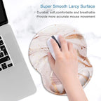 ITNRSIIET Ergonomic Mouse Pad with Gel Wrist Support Small Wrist Rest Smooth Surface Non-Slip PU Base Comfortable Office Supplies Pain Relief, 8.7 x 7.2 inches, Rose Gold Marbling