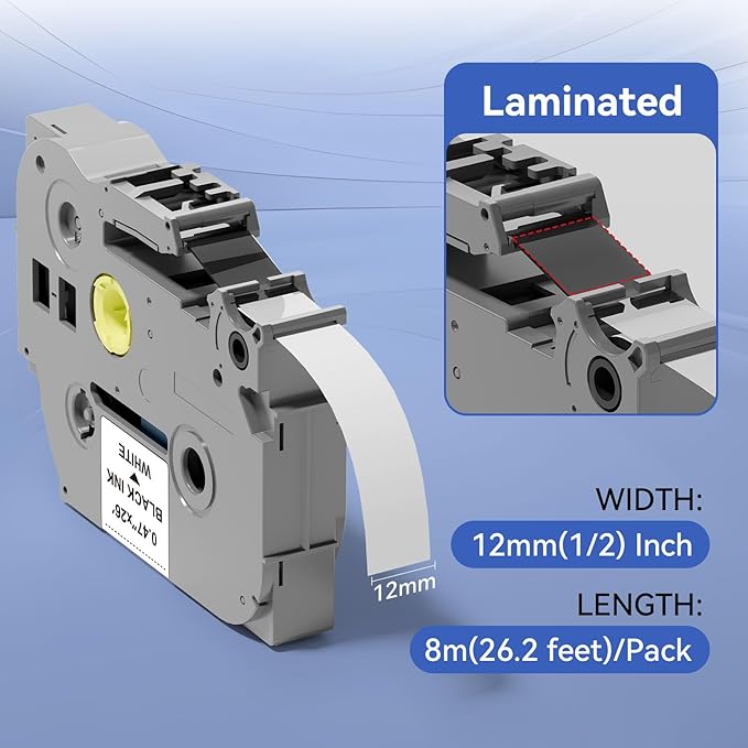 20pack TZE-231 Label Tape Compatible with Brother PT-D210 D220 H110 D400 D410 D600 D610BT Replacement for Brother P Touch Label Maker, 0.47" x 26.2' Black on White