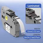20pack TZE-231 Label Tape Compatible with Brother PT-D210 D220 H110 D400 D410 D600 D610BT Replacement for Brother P Touch Label Maker, 0.47" x 26.2' Black on White