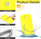 500 Pieces Plastic Shipping Tags with Wire Waterproof Hang Tags Heavy Duty Labeling Tags with String Wires Tags Labels Labeling Tags Stacking Tags for Equipment Car Parts (Yellow, 4 3/4 x 2 3/8)