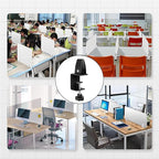 Heavy Duty Sneeze Guard Clamp For 0.1" to 1" Thick Panel,Desk Partition Support Clamps,Adjustable Aluminum Desktop Divider Holder,Easy to Install Desk Privacy Panel Clips, 4 Pack,Silver (Black)