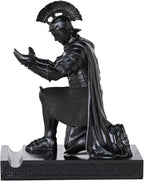 CYXStar Roman Praetorian Prefect Warrior Knight Pen Holder Desk Ornament Resin Praetorian Guard Mobile Phone Stand Desk Accessories and Organizer for Office with a Letter Opener (Black)