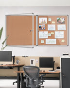 Mifuro 2 Pack 38"x38" Enclosed Bulletin Board, Lockable Weather-Resistant Aluminum Cork Noticeboard for School & Office, Silver Frame w/Cork