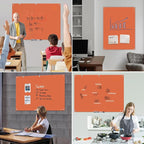 TSJ OFFICE Glass Dry-Erase Board - 48 x 32 Inches Wall Mounted Glass Whiteboard, Large Frameless Magnetic White Board for Office, Home & School, Orange