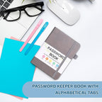 MOSA BEAR Password Keeper Book with Alphabetical Tabs，4.3"x5.7" Small Password Books for Seniors Password Notebook for Internet Website Address Log in Detail(Grey) [Unknown_Binding]