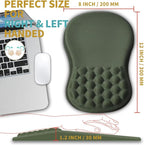 Hokafenle Ergonomic Mouse Pad Wrist Support with Massage Design, Wrist Rest Pain Relief Mousepad with Memory Foam&Non-Slip PU Base, Mouse Pads for Wireless Mouse & Desk (12x8 inch,Olive Green)
