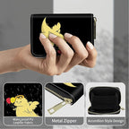 BWEGRHE Cute Credit Card Holder with Zipper, Dinosaur RFID-Blocking Card Case Small Wallet for Women Men, Multi-slot Card Organizer Case Travel Accordion Wallet