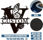 Personalized Custom Letter Name metal Signs,Custom Black Letter Monogram Wall Art Decor,Metal Signs Plaques Outdoor wall Decorative Signage (V)