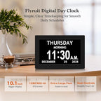 10.1'' Extra Large Digital Clock, 1280*800p HD Display, Dementia Clock For Seniors, Digital Clock With Date, Time, Day Of Week, 10 Reminders & 6 Alarms, Auto Dimming & DST, Remote Control, Black