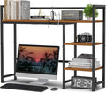 Snughome Desk Shelf, 38.6" Desktop Organizer Shelf, Desk Hutch for Computer Monitor, 4 Tier Desk Display Rack, Wood Desktop Bookshelf Storage Rack for Home Office Dorm, Rustic Brown | Desk Hutch, Computer Monitor, Desktop Display Rack, Home Office Dorm