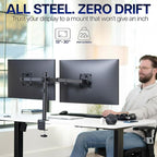 VIVO Dual Monitor Desk Mount, Heavy Duty Fully Adjustable Stand, Fits 2 LCD LED Screens up to 32 inches and 22 lbs Each, Black, STAND-V032