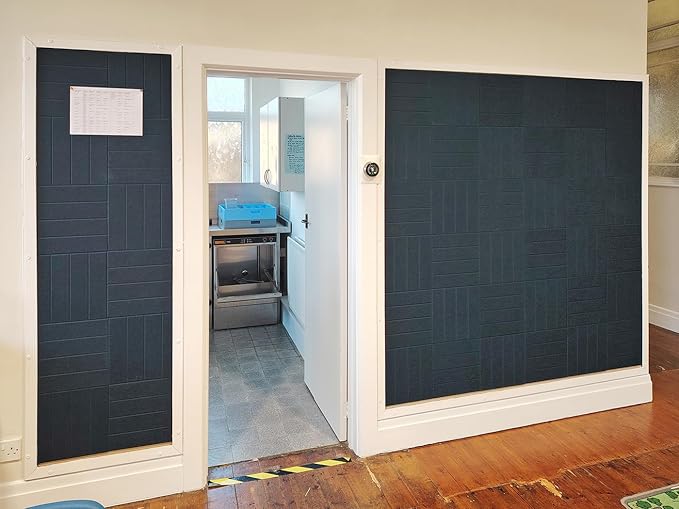 DECORITA Felt Bulletin Board Tiles | Modern Cork Board Alternative | Large Cork Boards for Walls | Aesthetic Felt Wall Panels for Office & Home Decor | Pinboard & Photo Board (12-Pack) | Black