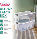 Sterilite 12-Pack Ultra Latching Box, Storage Bins with Lids, Clear Plastic, 116 Quart - Heavy-Duty Organizing Containers for Closet, Bathroom, and Office