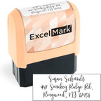 ExcelMark Address Stamp - Custom Return Address Stamp with Elegant Designs, Vibrant Colors & Patterns – Perfect for Mail, Invitations & Gifts (Peach Mount, Custom)