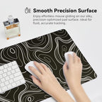 Reniteco Waterproof Large Gaming Mouse Pad with Durable Stitched Edges, Non-Slip Rubber Base, Grainy Jacquard Mouse Mat Desk Pad for Home Office Gaming, 31.5''x11.8''x0.12'', Topographic Map White