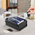 Acrimet Index Business Card Size File Holder Organizer Box Metal Base Heavy Duty (AZ Index Cards and Divider Included) (Black Color with Clear Crystal Plastic Lid Cover)