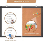 Magnetic White Board and Cork Board Combo, 36 X 24 inches Whiteboard Bulletin Combination Board, Wall Mounted Dry Erase Message Board for Home, School and Office, Black