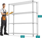 M MZG 4 Tiers Shelf 2640 lbs Steel Storage Shelving Utility Shelving Unit Steel Organizer Wire Rack for Home,Kitchen,Office,Garage Chrome 17.7" D x 47.2" W x 70.3" H