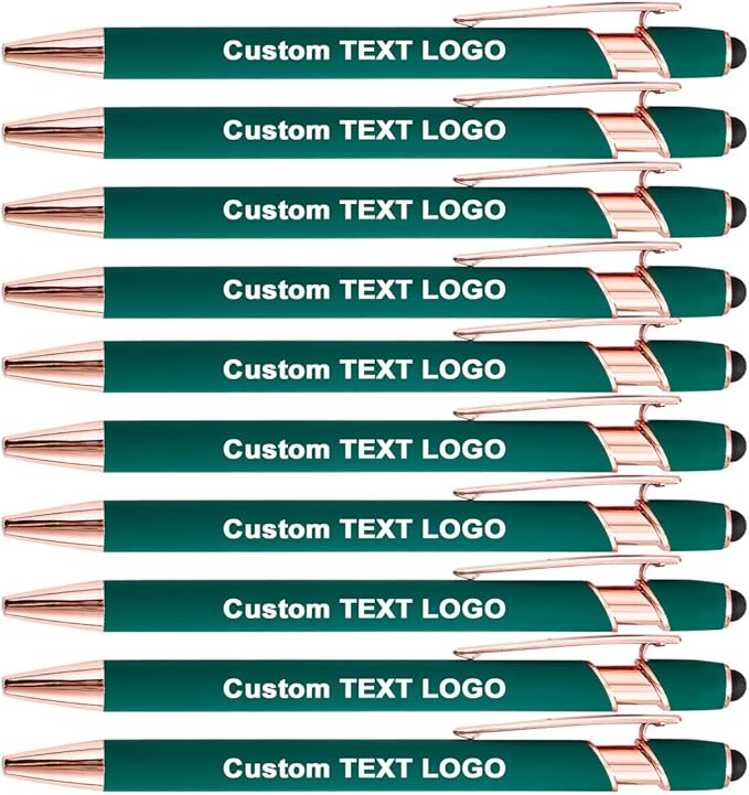 Custom Engraved Ballpoint Pens Bulk, Personalized with Name/Logo, Black or Blue Ink, Smooth Writing for Office, School, Business, Church, Reunion 20 Pcs Green