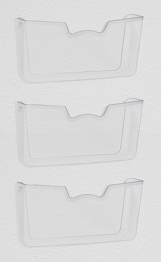 Simple Houseware Clear Single Pocket Wall Mount for Hanging File Holder, 3 Packs