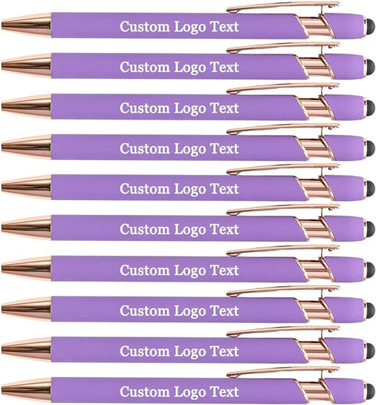 Custom Engraved Ballpoint Pens Bulk, Personalized with Name/Logo, Black or Blue Ink, Smooth Writing for Office, School, Business, Church, Reunion Violet 20 Pcs