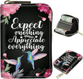 BWEGRHE Cute Credit Card Holder with Zipper, Humingbird Flower RFID-Blocking Card Case Small Wallet for Women Men, Multi-slot Card Organizer Case Travel Accordion Wallet