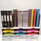 Desktop Organizer 6 Letter Tray Sorter Plus Riser Base, 3 Supply & 3 Storage Drawers - Ultimate Office TierDrop Plus Stores All of Your Documents and Supplies in One Compact Modular System