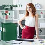 Henoyso 36 Pcs 3 Ring Binder 0.5 Inch Round Fits Letter Size 8.5'' x 11'' Paper Plastic Flexible Binder Bulk Holds 140 Sheets with 1 Pockets Versatile Organizer for Home Office School (Dark Green)