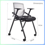 BLANEDUO, 10 Pack Foldable Office Chair with PU Wheels and Sliding Armrest-Ergonomic Mesh Bouncing Back, Stackable Conference Room Chair, Office Guest & Reception & Meeting Chair (Black)