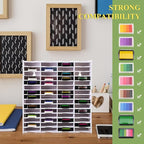 Sunnychicc 1 Pack 60 Grids Ink Pad Storage Holder Stamp Organizer, Ink Pad Stamp Holder Storage Rack for Home Office Crafts School Supplies, White