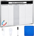 Lincia Sales Leaderboard Dry Erase Whiteboard Magnetic Dry Erase Board with Lines Sliding Marker Tray Aluminum Frame White Board Planner for Wall Sales Performance Recording Tracking Office Supplies