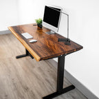 Standing Desk – Walnut Solid Wood Desk, Natural Live Edge, Adjustable Height Dual Motor, Sit Stand for Home Office (Black, W48 x D27)