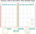 2026 Planner - Planner 2026 from January 2026 - December 2026, Weekly & Monthly Planner Spiral Bound with 12 Monthly Tabs, Inner Pocket, 6.4" x 8.5", Pink-A