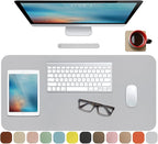 Boutilon Leather Desk Pad Protector,Non-Slip Mouse Pad,Laptop Desk Pad,Office Mouse Mat,Waterproof Leather Desk Blotter,Desk Writing Pad for Office and Home (M-Grey,30"x14")