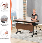 Conference Table,55.1''Folding Conference Room Table for 4-12 People,Mobile Flip Top MeetingTraining Table with Different Coulor and Styles for Offices, Classrooms,Meeting Room (10, 47.2''D)