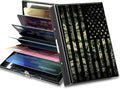 Slim Credit Card Holder, Military Camouflage American Flag RFID Blocking Metal Wallet for Men & Women, Aluminum Minimalist Hard Case Pocket-Sized Business Cards Organizer (Fits Up to 10 Cards)